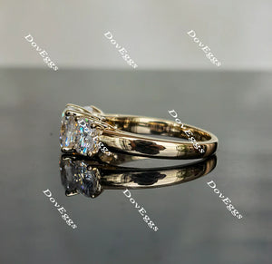 Lab Diamond Ring with 1ct (6mm) Cushion GHI Moissanite Accents in 10K/14K Gold or Platinum | DovEggs