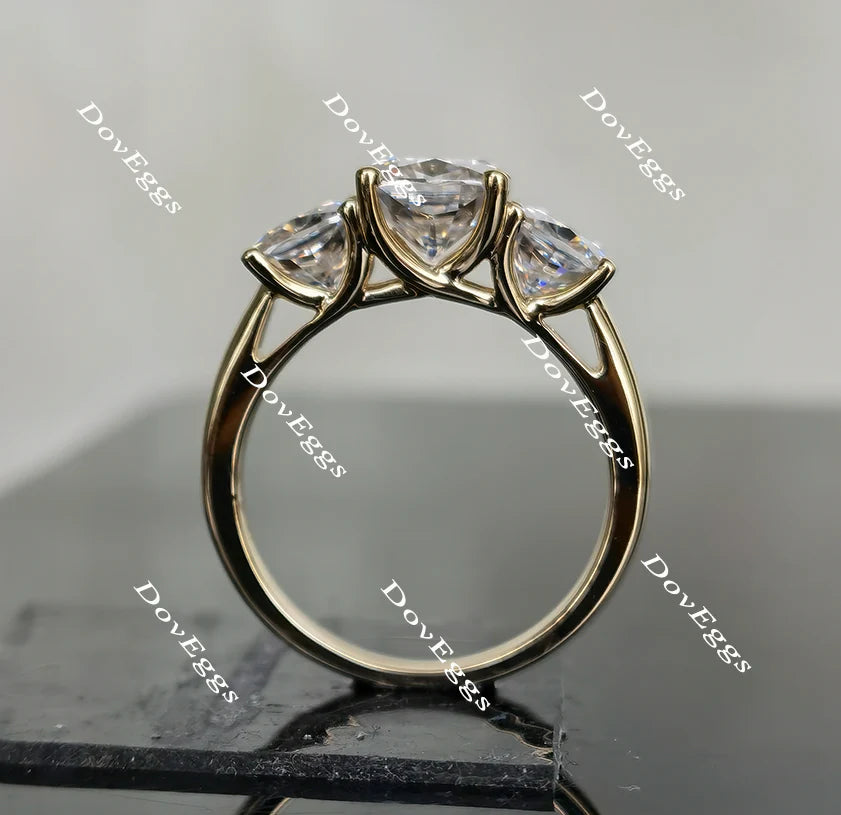 Lab Diamond Ring with 1ct (6mm) Cushion GHI Moissanite Accents in 10K/14K Gold or Platinum | DovEggs