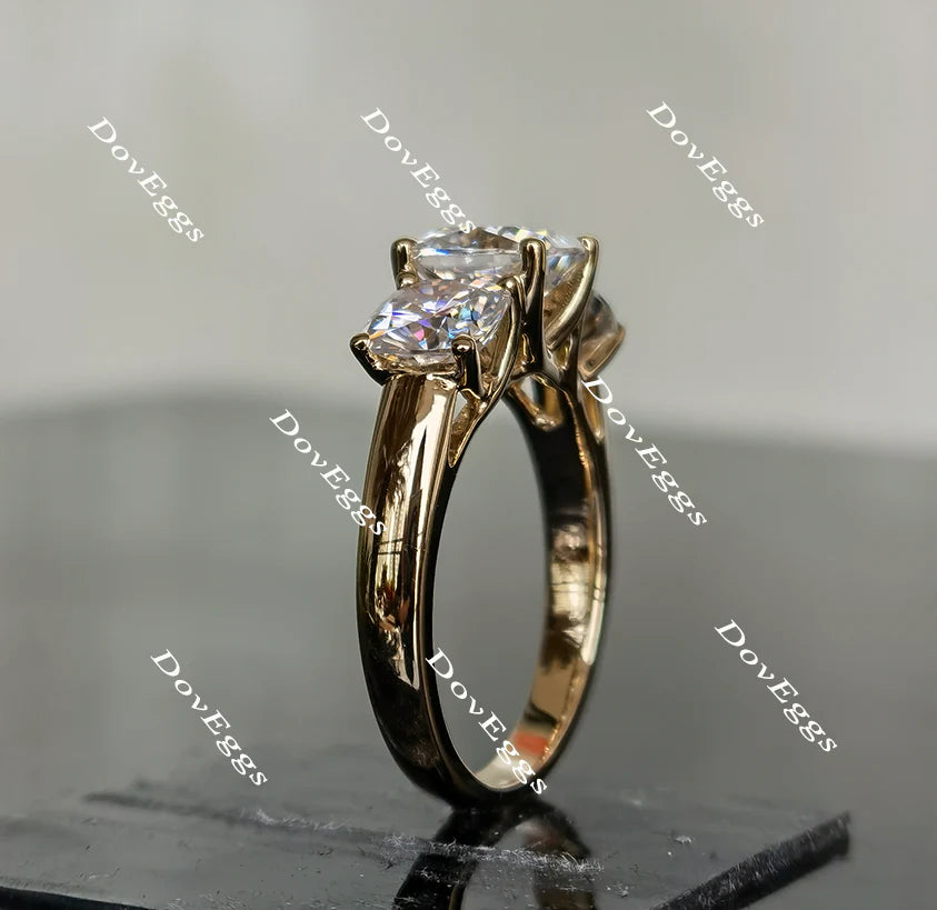 Lab Diamond Ring with 1ct (6mm) Cushion GHI Moissanite Accents in 10K/14K Gold or Platinum | DovEggs