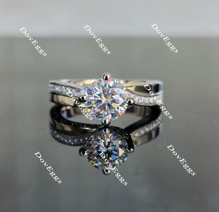 Lab Diamond Ring with Pave Accents (Moissanite/LGD) in 10K/14K Gold or Platinum | DovEggs