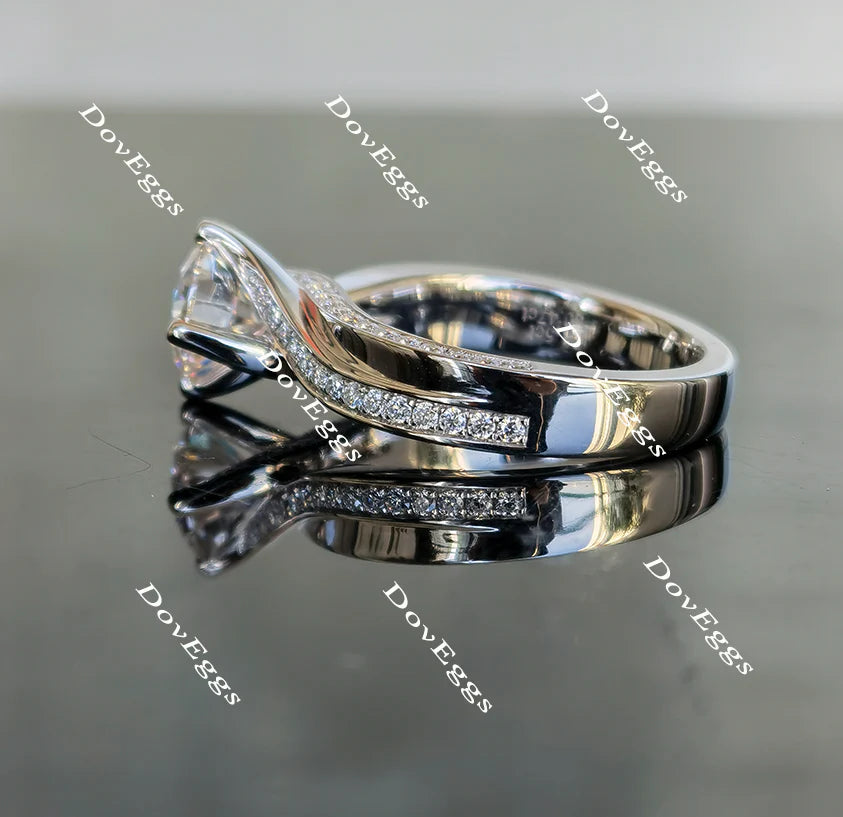 Lab Diamond Ring with Pave Accents (Moissanite/LGD) in 10K/14K Gold or Platinum | DovEggs