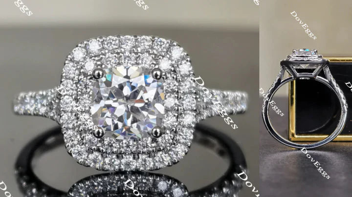 Pave double halo engagement ring only semi-mount only(Exclusively to DovEggs Stones) - DovEggs-Seattle
