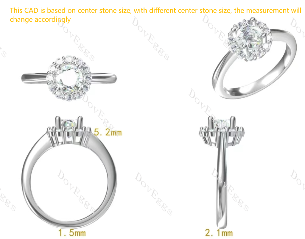 Doveggs round halo moissanite engagement ring