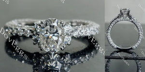 Oval pave eternity moissanite engagement ring main view| Doveggs