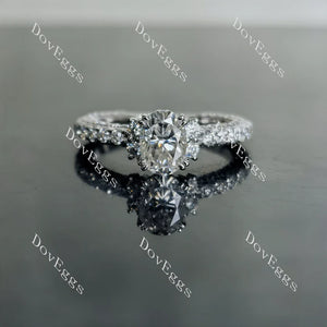 Oval astro cut pave eternity moissanite engagement ring| Doveggs