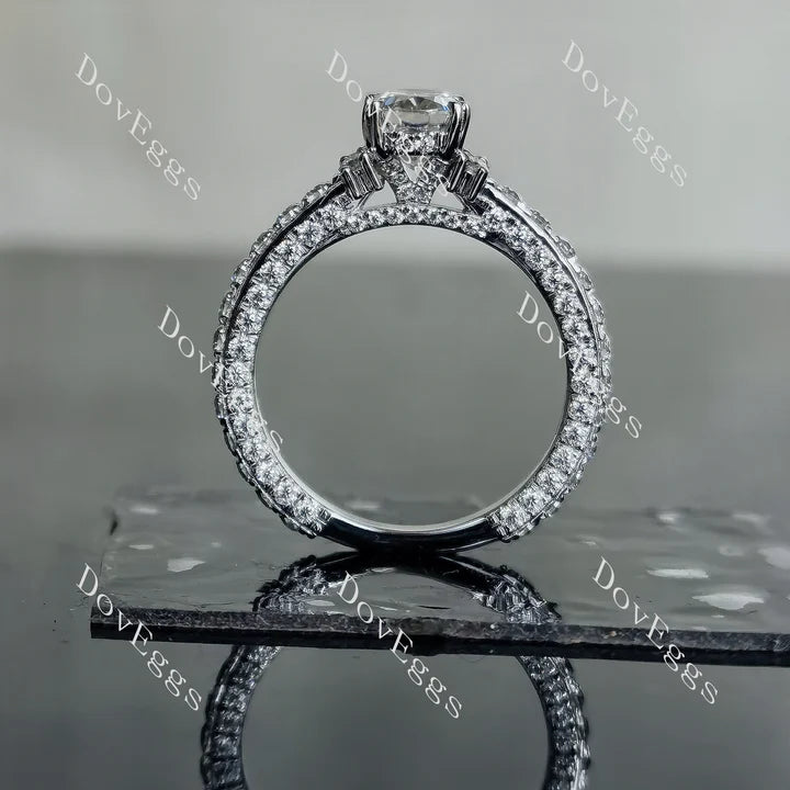 Art deco pave eternity moissanite or lab diamond engagement ring|Doveggs