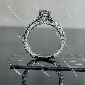 Art deco pave eternity moissanite or lab diamond engagement ring|Doveggs