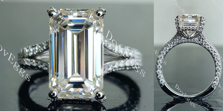 Half eternity pave split shank engagement ring only semi-mount only(Exclusively to DovEggs Stones) - DovEggs-Seattle