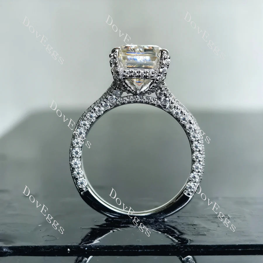 Lab Diamond Ring with Pave Accents (Moissanite/LGD) in 10K/14K Gold or Platinum | DovEggs