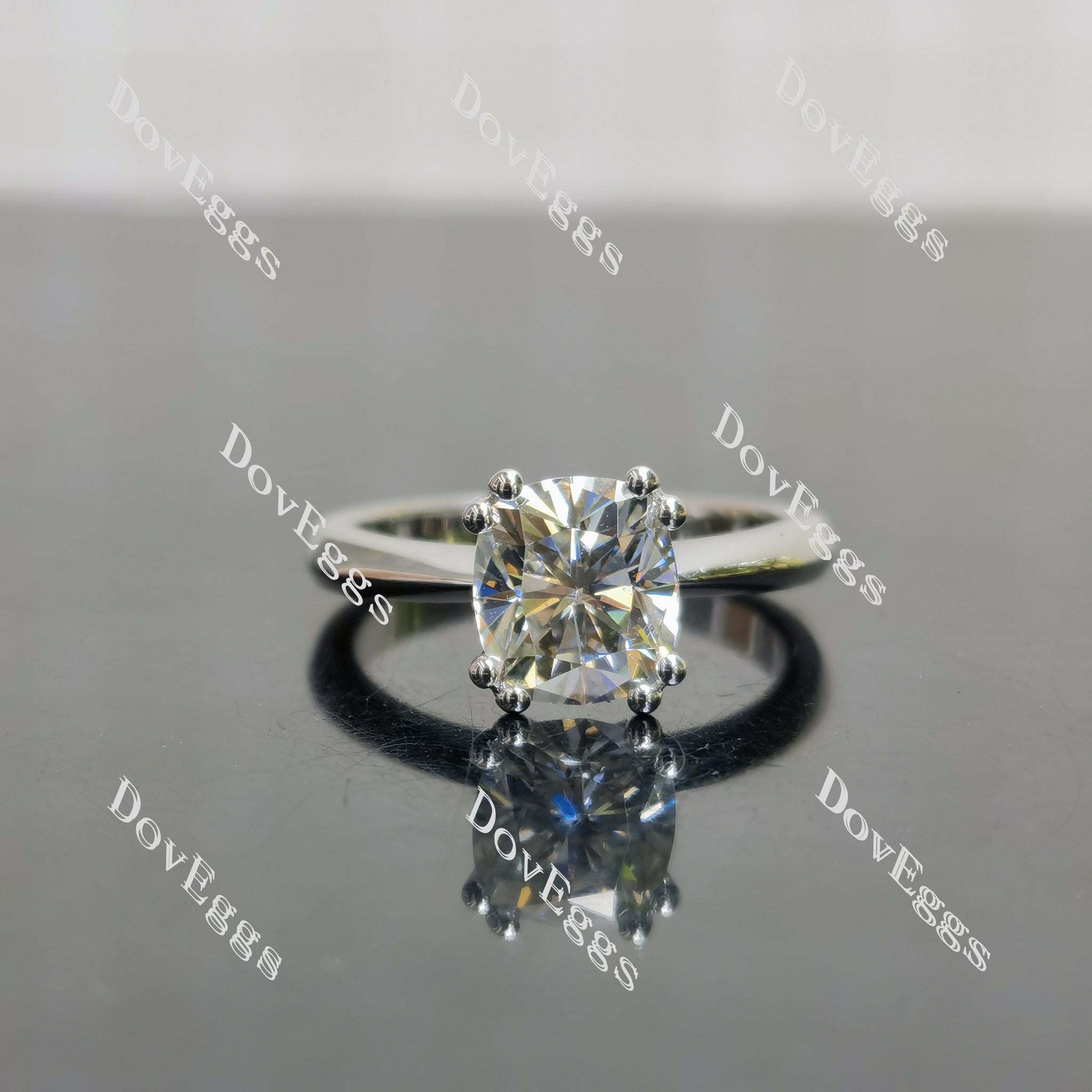 (size 6) Doveggs sterling silver 2ct GHI color elongated cushion moissanite engagement ring