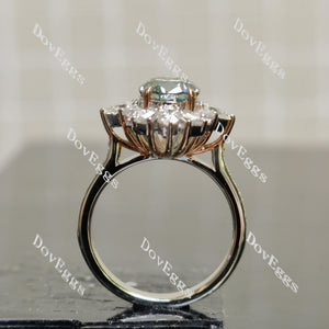 (size 6) Doveggs 2ct oval peacock blue moissanite engagement SS ring