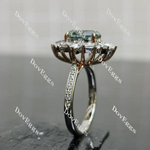 (size 6) Doveggs 2ct oval peacock blue moissanite engagement SS ring