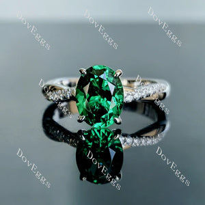 Oval zambia emerald colored gem engagement ring| Doveggs