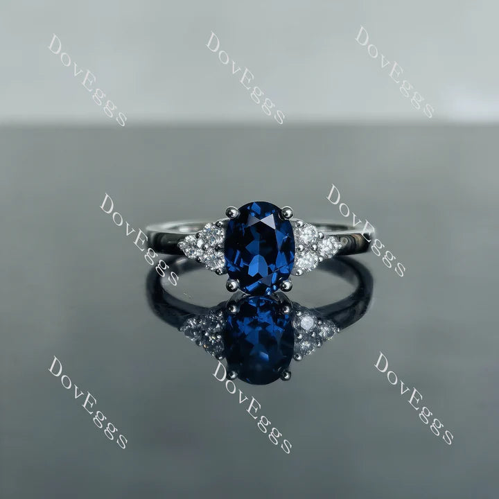 Intense royla blue sapphire oval engagement ring|Doveggs