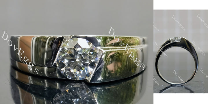 Round solitaire lab diamond engagement ring main view| Doveggs