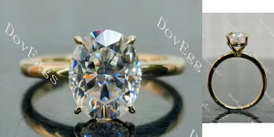 Oval solitaire moissanite engagement ring main view| Doveggs