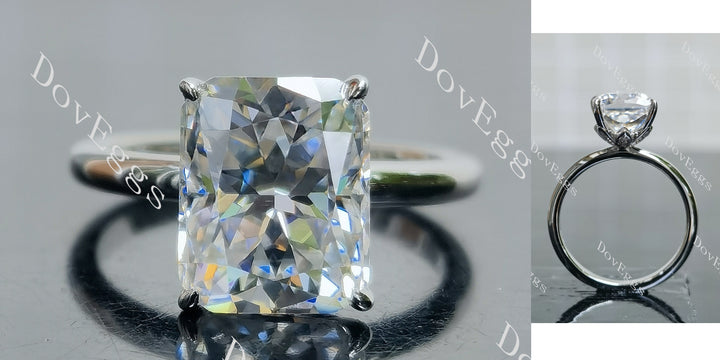 Radiant solitaire torus moissanite engagement ring main view| Doveggs