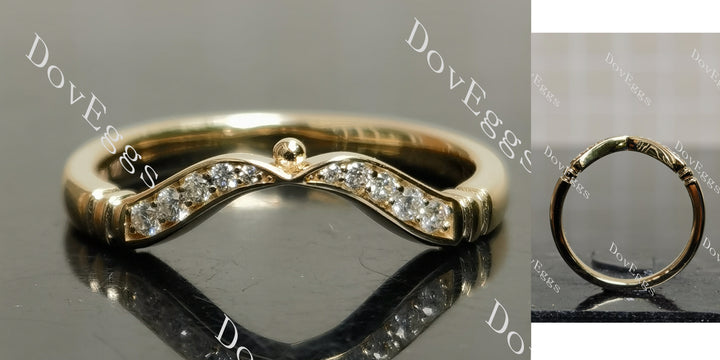 Round moissanite wedding band main view| Doveggs