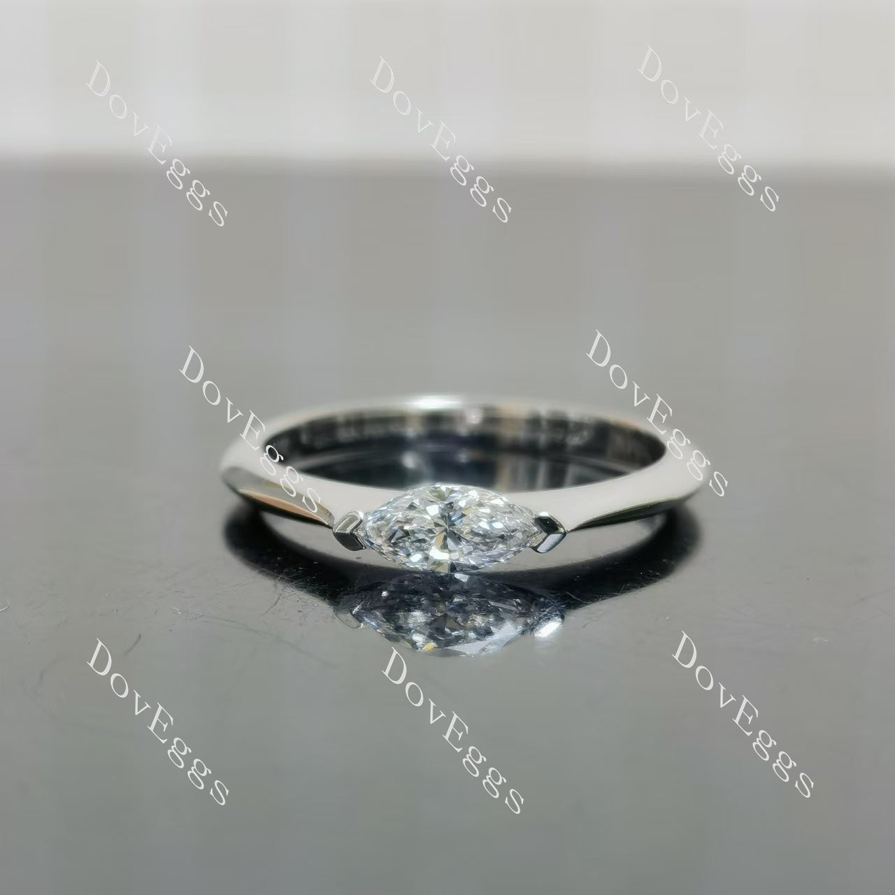 Marquise east west directions solitaire engagement ring|Doveggs