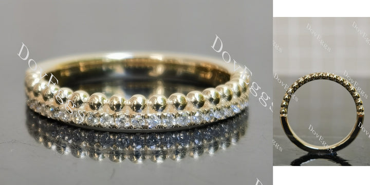 Round pave moissanite/lab grown diamond wedding band main view| Doveggs