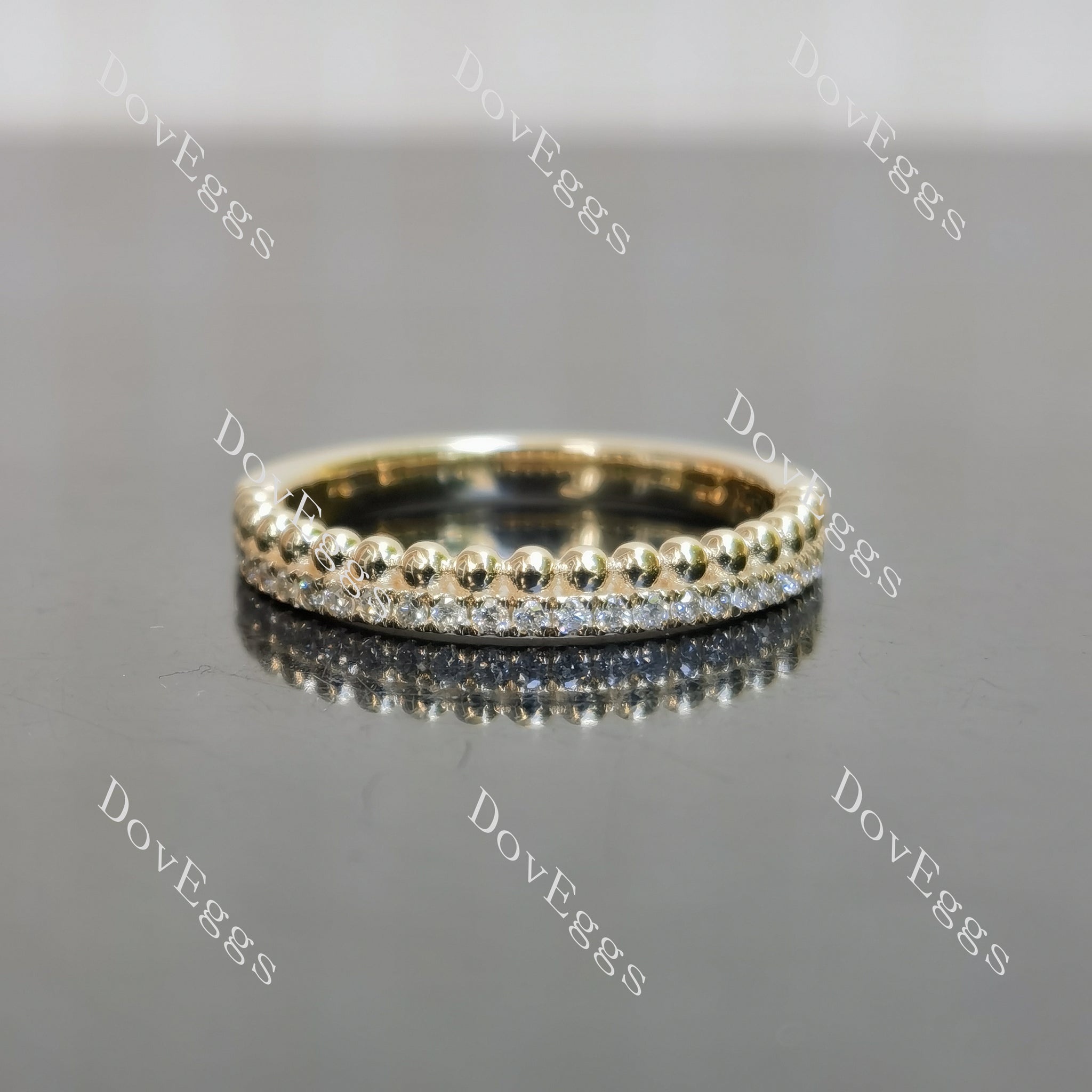 Round pave moissanite or lab grown diamond wedding band| Doveggs