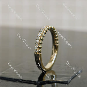 Round pave moissanite/lab grown diamond wedding band side view| Doveggs