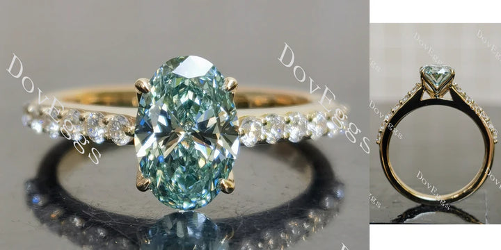 Lab Diamond Ring with Round Accents (Moissanite/LGD) in 10K/14K Gold or Platinum | DovEggs