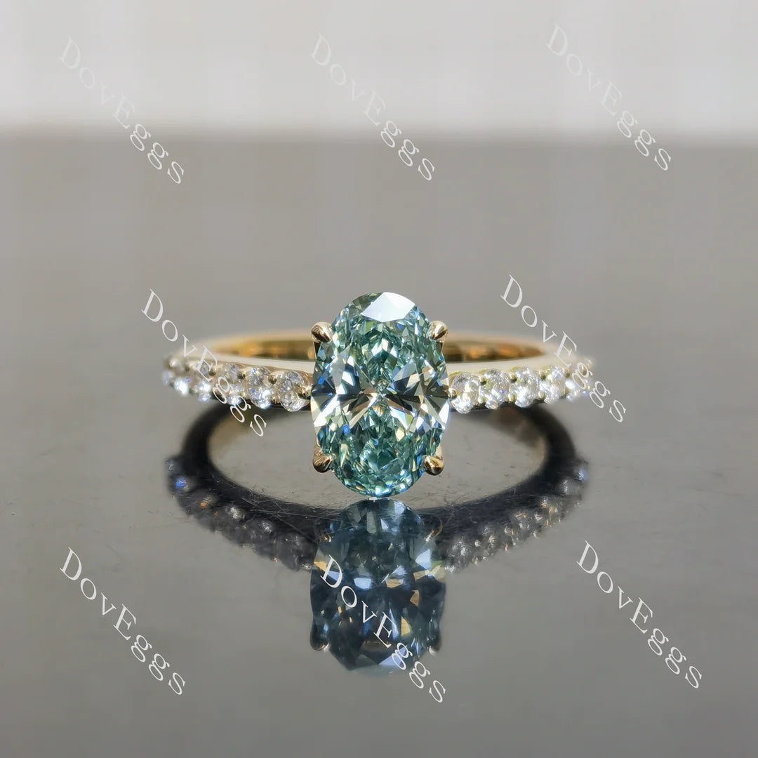 Lab Diamond Ring with Round Accents (Moissanite/LGD) in 10K/14K Gold or Platinum | DovEggs