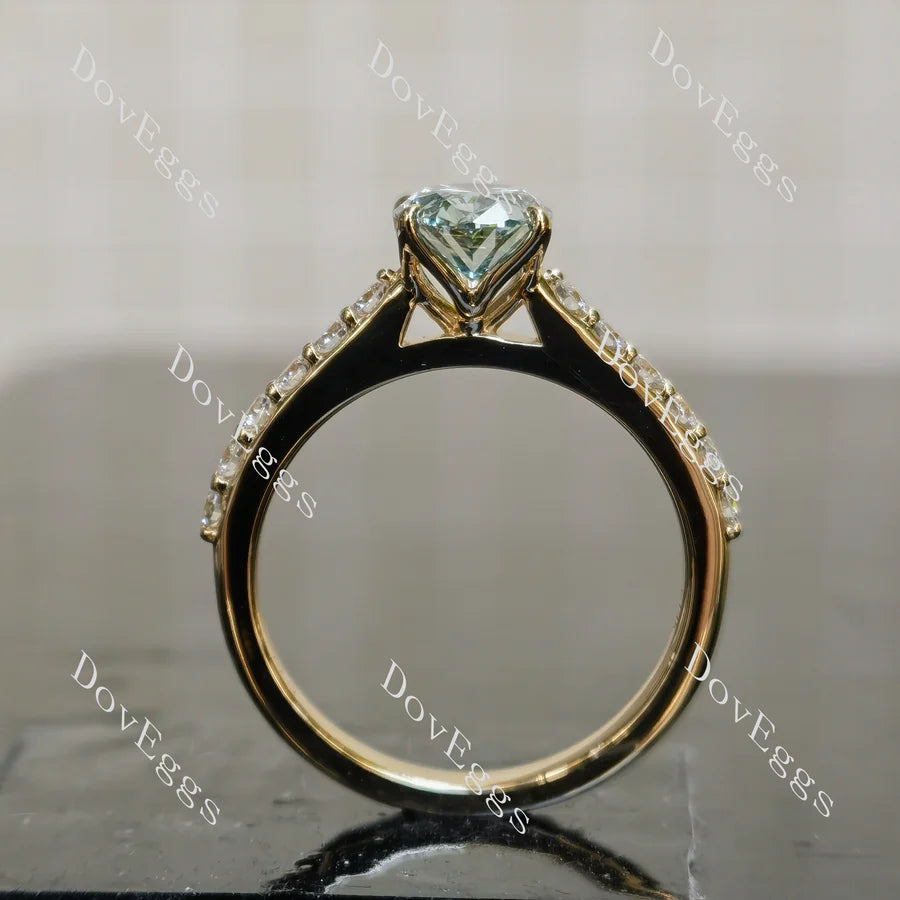 Lab Diamond Ring with Round Accents (Moissanite/LGD) in 10K/14K Gold or Platinum | DovEggs