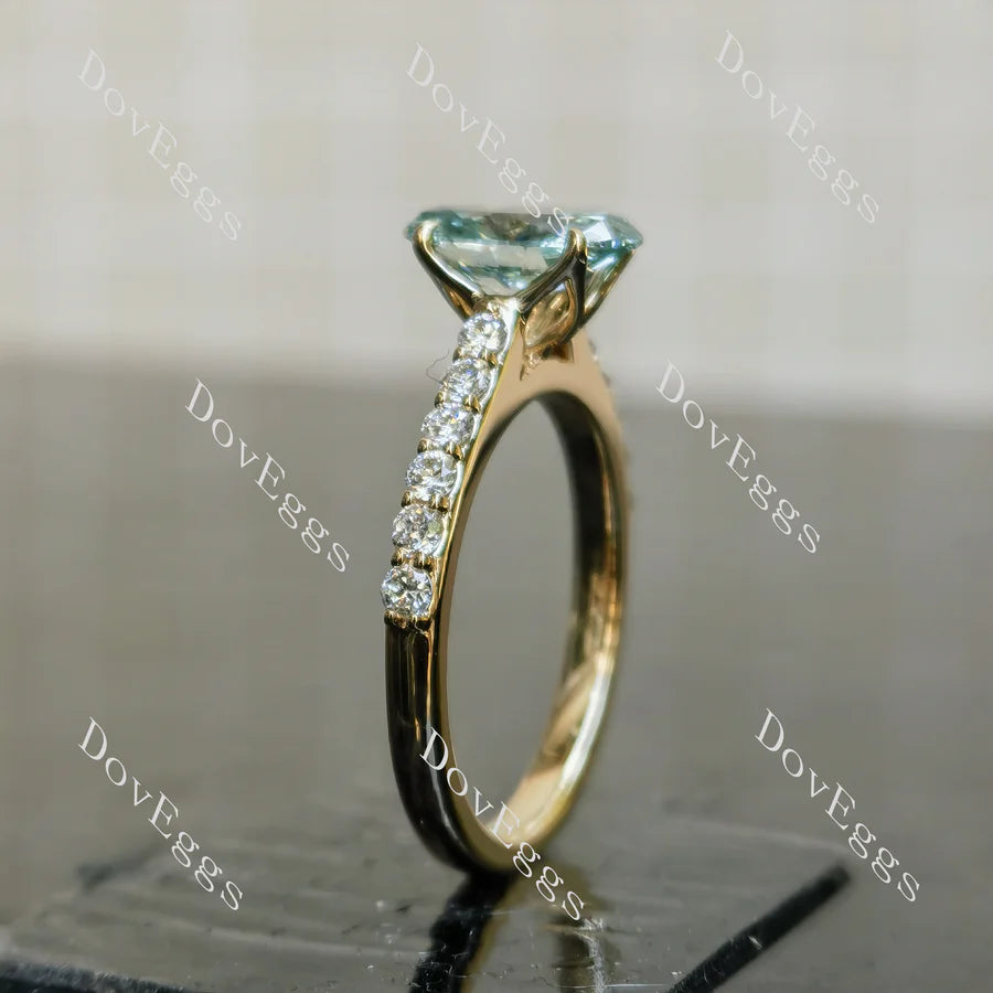 Lab Diamond Ring with Round Accents (Moissanite/LGD) in 10K/14K Gold or Platinum | DovEggs
