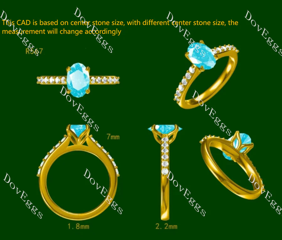 Lab Diamond Ring with Round Accents (Moissanite/LGD) in 10K/14K Gold or Platinum | DovEggs