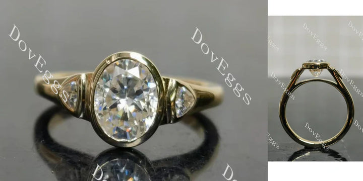 Lab Diamond Ring with 3×3mm Fat Trillion Moissanite Accents in 10K/14K Gold or Platinum | DovEggs