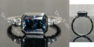 Radiant bezel twilight blue moissanite engagement ring main view|Doveggs