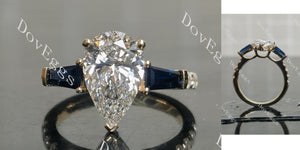 Pear pave side stones moissanite engagement ring main view|Doveggs