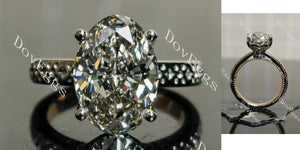 Oval vintage hidden halo moissnaite engagement ring-Doveggs