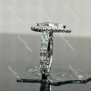 10K White Gold Fancy Dark Gray Pear Lab Diamond Ring (3.55ct) with Emerald Accents | DovEggs
