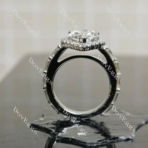 10K White Gold Fancy Dark Gray Pear Lab Diamond Ring (3.55ct) with Emerald Accents | DovEggs