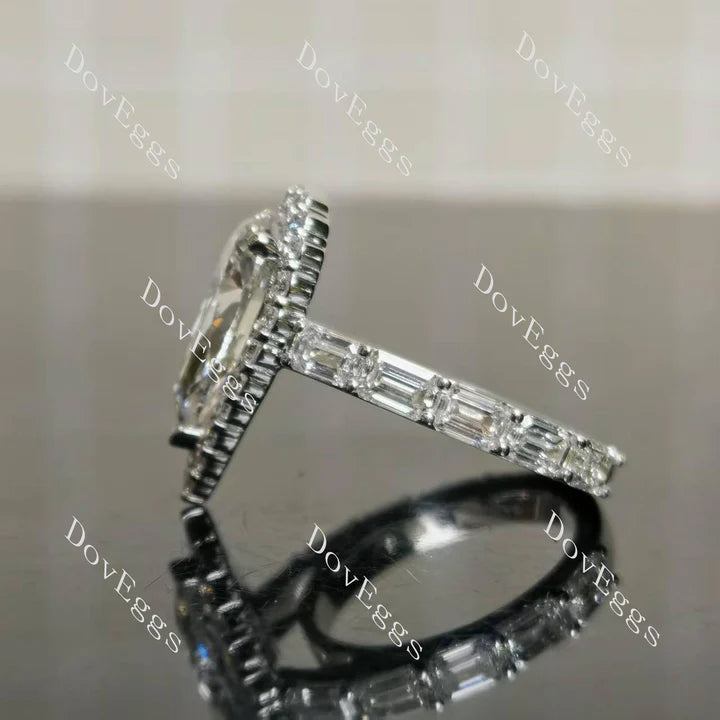 Mixed-Accent Lab Diamond Ring (Round & Emerald) in 10K/14K Gold or Platinum | DovEggs