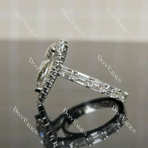Mixed-Accent Lab Diamond Ring (Round & Emerald) in 10K/14K Gold or Platinum | DovEggs