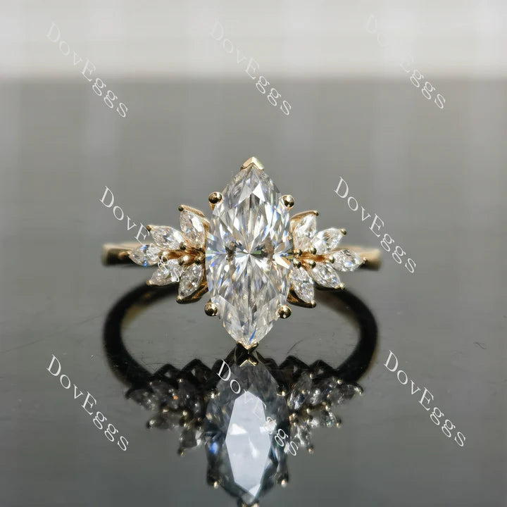Lab Diamond Ring with 1.5×3mm Marquise Accents in 10K/14K Gold or Platinum | DovEggs