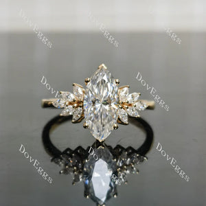 Lab Diamond Ring with 1.5×3mm Marquise Accents in 10K/14K Gold or Platinum | DovEggs