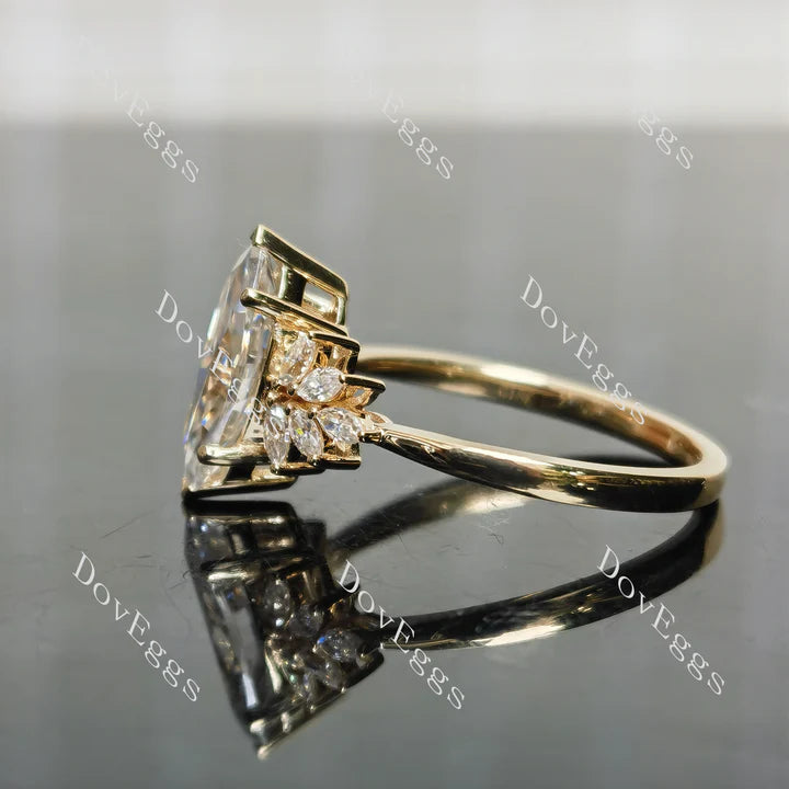 Lab Diamond Ring with 1.5×3mm Marquise Accents in 10K/14K Gold or Platinum | DovEggs