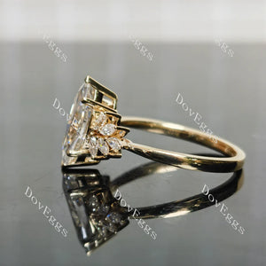 Lab Diamond Ring with 1.5×3mm Marquise Accents in 10K/14K Gold or Platinum | DovEggs