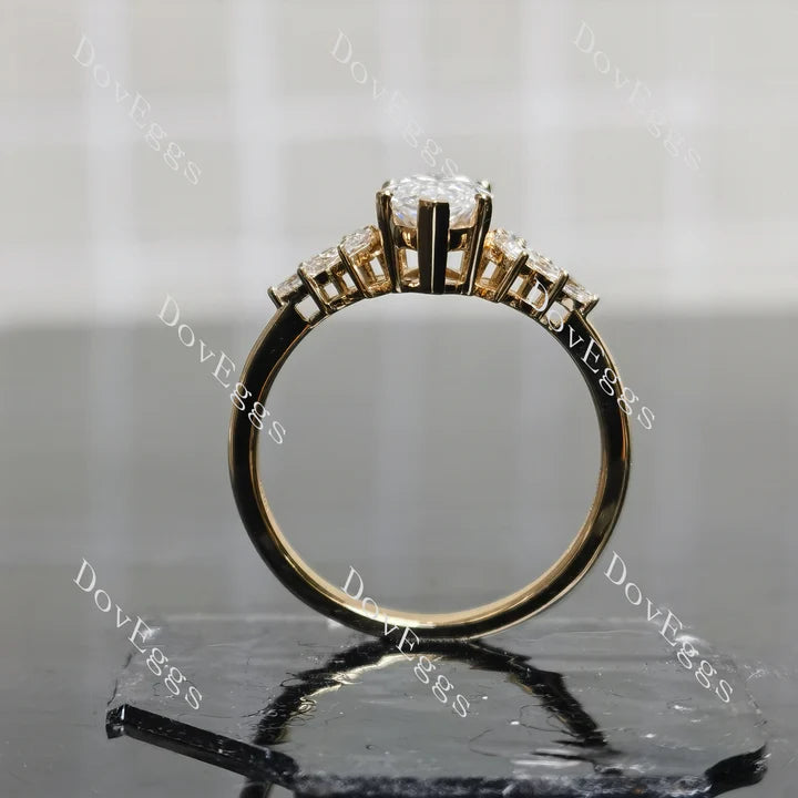 Lab Diamond Ring with 1.5×3mm Marquise Accents in 10K/14K Gold or Platinum | DovEggs