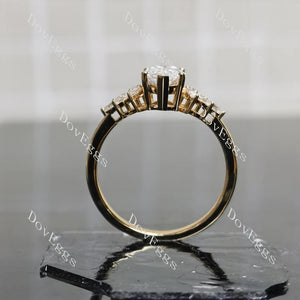 Lab Diamond Ring with 1.5×3mm Marquise Accents in 10K/14K Gold or Platinum | DovEggs
