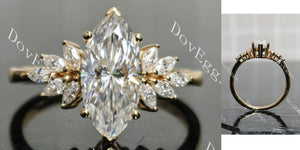 Marquise cut moissanite engagement ring with side stones main view|Doveggs