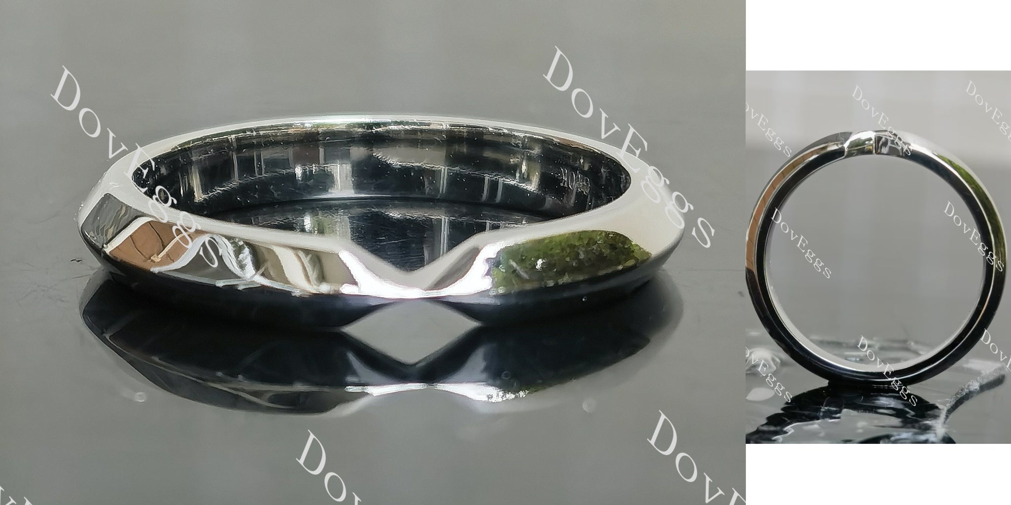 Nested narrow plain wedding band main view|Doveggs