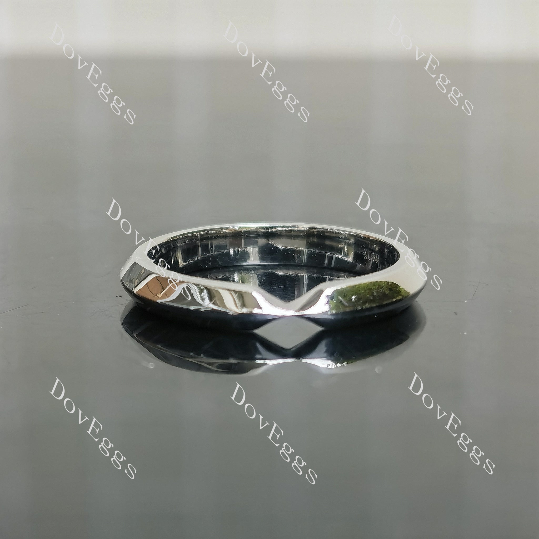 Nested narrow plain wedding band front view|Doveggs