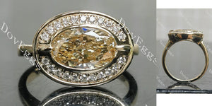 10K Yellow Gold Fancy Vivid Yellow Oval Lab Diamond Ring (2.27ct) | DovEggs