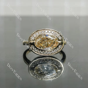 10K Yellow Gold Fancy Vivid Yellow Oval Lab Diamond Ring (2.27ct) | DovEggs